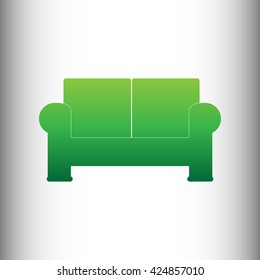 Sofa sign. Green gradient icon