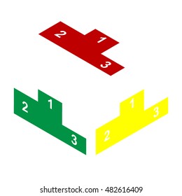 Sofa sign illustration. Flat style icon. Isometric style of red, green and yellow icon.