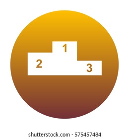 Sofa sign illustration. Flat style icon. White icon in circle with golden gradient as background. Isolated.