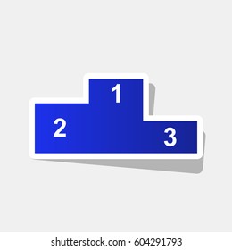Sofa sign illustration. Flat style icon. Vector. New year bluish icon with outside stroke and gray shadow on light gray background.