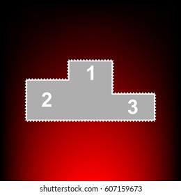 Sofa sign illustration. Flat style icon. Postage stamp or old photo style on red-black gradient background.