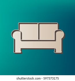 Sofa sign illustration. Vector. Icon printed at 3d on sea color background.