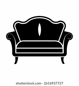 Sofa Silhouette Icon Vector Illustration Isolated on White Background