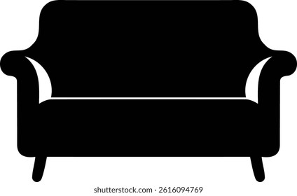 Sofa Silhouette Vector image Icon art Illustration on White Background.