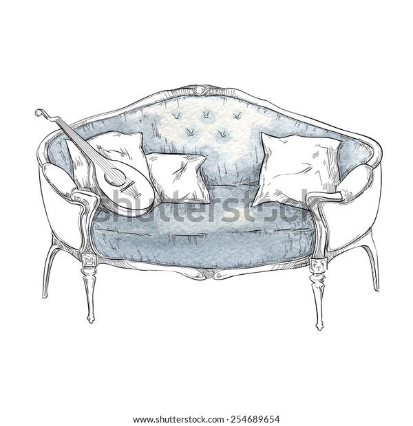 Sofa Sketch Stock Vector (Royalty Free) 254689654