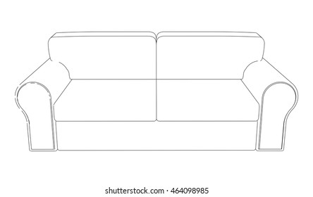 sofa sketch vector 3d illustration