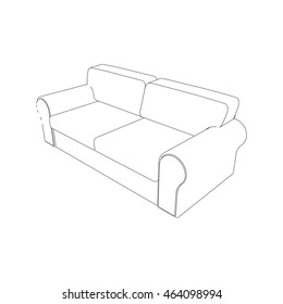 sofa sketch vector 3d illustration