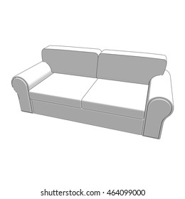 sofa sketch vector 3d illustration
