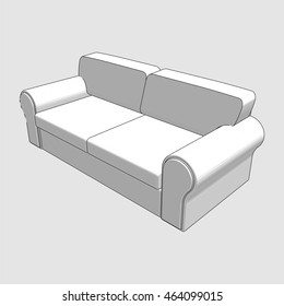 sofa sketch vector 3d illustration