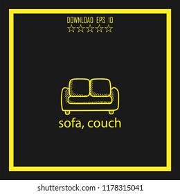 sofa  sketch vector icon