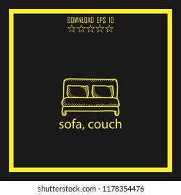 sofa  sketch vector icon