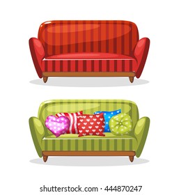 sofa soft colorful homemade, set 2 in vector