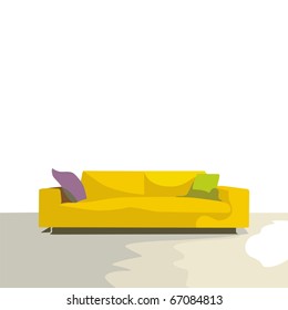 sofa stand against the white wall. Vector illustration.