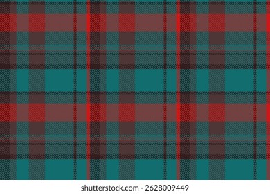 Sofa textile texture fabric, business vector tartan background. Throw check pattern seamless plaid in red and cyan colors palette.