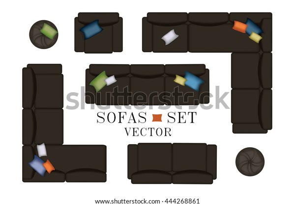 Sofa Top View Sofas Armchair Set Stock Vector (Royalty Free) 444268861