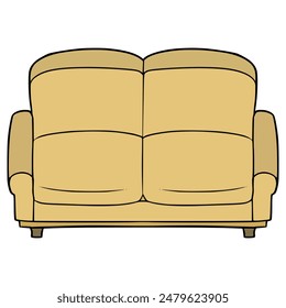 sofa top-down view illustration hand drawn isolated vector