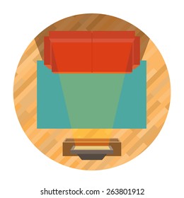 sofa and tv top view - influence of television