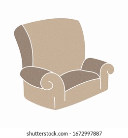 sofa vector design. digital hand drawn style. grain texture