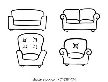sofa vector drawing icon