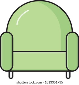 sofa vector flat color icon 
