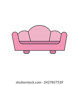 Sofá. Icono de vector de color, aislado sobre fondo blanco.