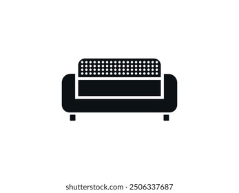 Sofa Vector Icon, Cozy Couch Silhouette for Home and Office Interiors, Comfortable Seating, Modern Furniture Design, Soft Settee, Living Room Relaxation, Divan Illustration for Stylish Lounge and Room