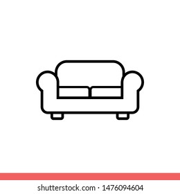 Sofa vector icon, furniture symbol. Simple, flat design for web or mobile app