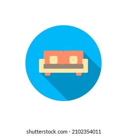 sofa vector icon furniture symbol, flat design, long shadow