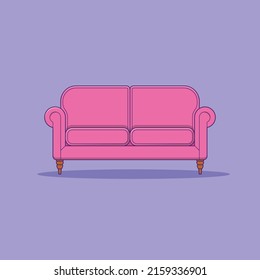 Sofa Vector Icon Illustration. Interior Vector. Flat Cartoon Style Suitable for Web Landing Page, Banner, Flyer, Sticker, Wallpaper, Background