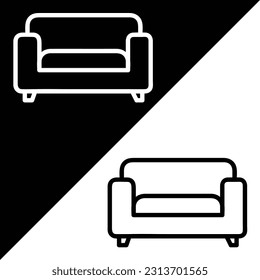 Sofa Vector Icon, Outline style, isolated on white Background.