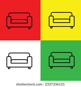 Sofa Vector Icon, Outline style, isolated on white Background.