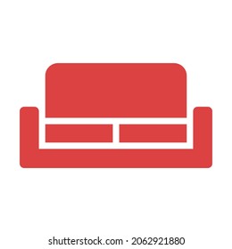 Sofa vector icon. Red symbol