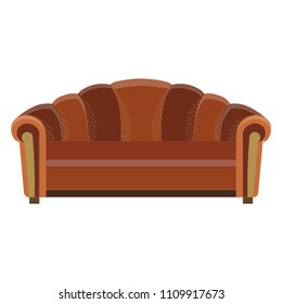 Sofa vector icon room illustration color design flat furniture element retro style modern soft shape