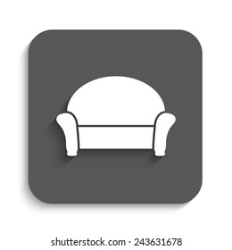 sofa - vector icon with shadow on a grey button