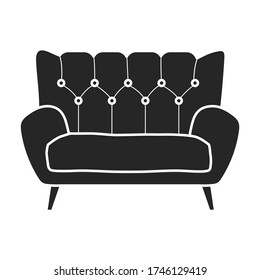 Icono vectorial de Sofa.Icono vector negro aislado en sofá de fondo blanco.