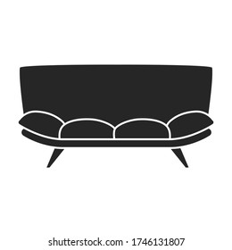 Icono vectorial de Sofa.Icono vector negro aislado en sofá de fondo blanco.
