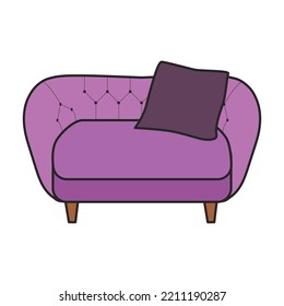 Icono vectorial de Sofá.Icono vector de color aislado en sofá de fondo blanco.