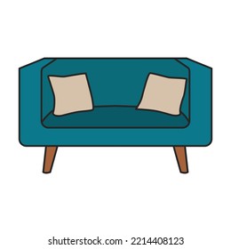 Icono vectorial de Sofá.Icono vector de color aislado en sofá de fondo blanco.