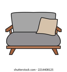 Icono vectorial de Sofá.Icono vector de color aislado en sofá de fondo blanco.
