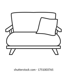 Icono vectorial de Sofá.Icono vectorial de línea aislado en sofá de fondo blanco.