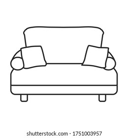 Icono vectorial de Sofá.Icono vectorial de línea aislado en sofá de fondo blanco.