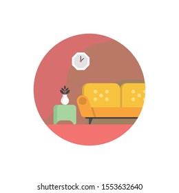 Sofa Vector Illustration . Hotel and Services flat icon style.