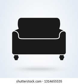 Sofa vector illustration isolated on white background. Old style sofa icon
