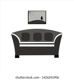 Sofa vector illustration isolated on white background. Soft sofa icon. Old style sofa icon.