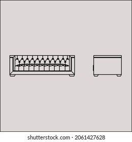 Sofa vector illustration isolated on white background. Soft sofa icon. Old style sofa icon. Divan sofa vector icon.