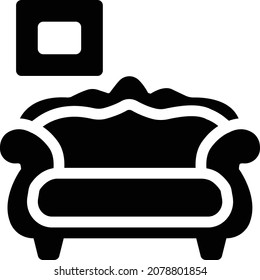 ilustración vectorial de sofá aislada en un fondo transparente. iconos vectoriales de glifo para el concepto o gráficos web.