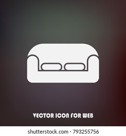 Sofa vector illustration isolated on color background. Soft sofa icon. Old style sofa icon
