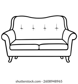 Sofa vector line art on white baclground