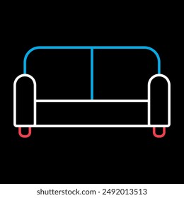 Sofa vector on black background icon. Graph symbol for furniture, web site and apps design, logo, app, UI