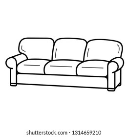 Sofa. Vector outline icon isolated on white background.